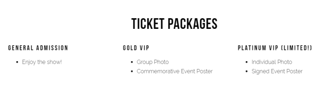 Grace Ticket Packages